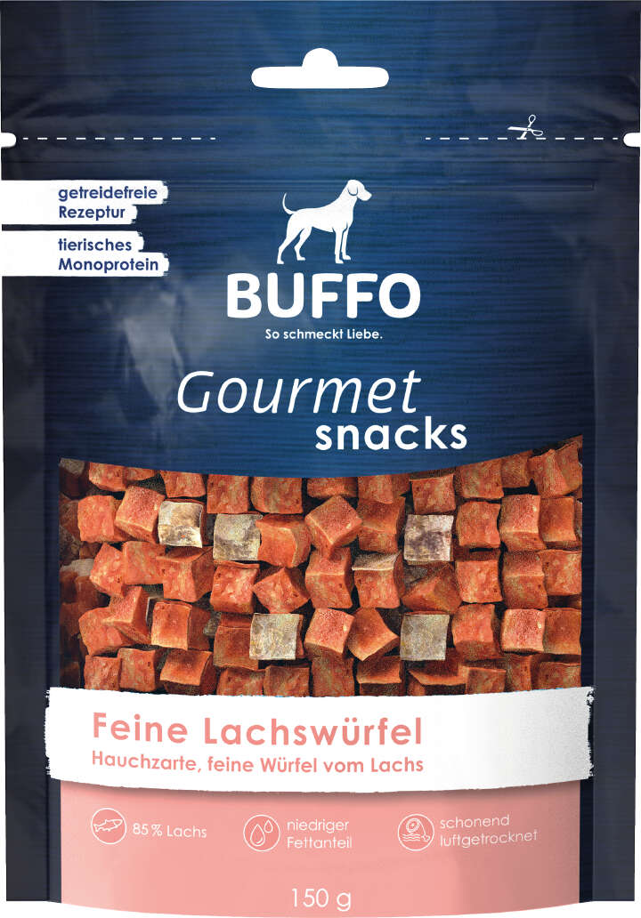 BUFFO Gourmet Snacks Hundeleckerli Feine Lachswürfel